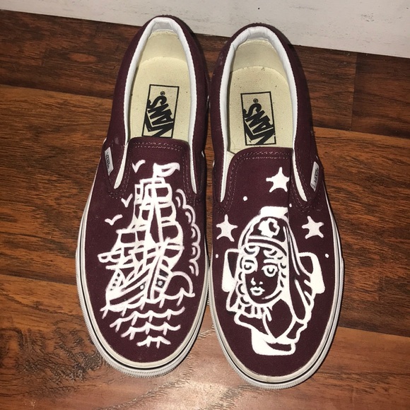 burgundy vans custom